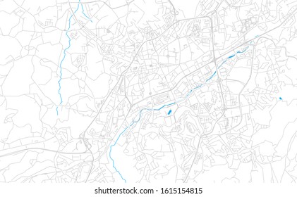 Bright vector map of Braga, Portugal with fine tuning between road and water. Use this map as a background for your company or as a high-quality interior design.