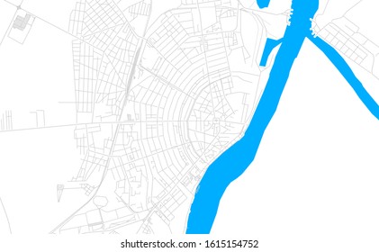 Bright vector map of Braila, Romania with fine tuning between road and water. Use this map as a background for your company or as a high-quality interior design.