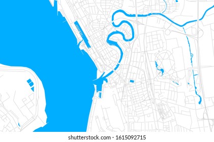 Bright vector map of Bremerhaven, Germany with fine tuning between road and water. Use this map as a background for your company or as a high-quality interior design.