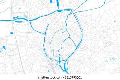 Bright vector map of Bruges , Belgium with fine tuning between road and water. Use this map as a background for your company or as a high-quality interior design.