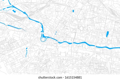 Bright vector map of Bydgoszcz, Poland with fine tuning between road and water. Use this map as a background for your company or as a high-quality interior design.