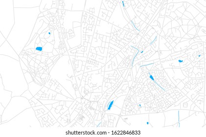 Bright vector map of Cannock, England with fine tuning between road and water. Use this map as a background for your company or as a high-quality interior design.