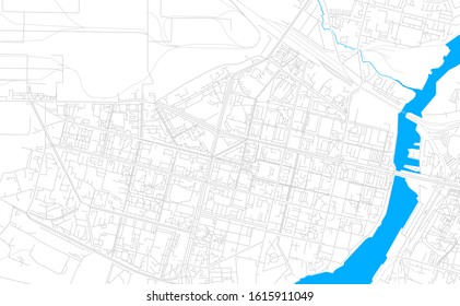 Bright vector map of Cherepovets, Russia with fine tuning between road and water. Use this map as a background for your company or as a high-quality interior design.