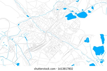 Bright vector map of  Chomutov, Czechia with fine tuning between road and water. Use this map as a background for your company or as a high-quality interior design.
