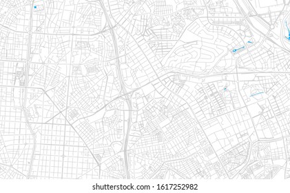 Bright vector map of Ciudad Lineal, Spain with fine tuning between road and water. Use this map as a background for your company or as a high-quality interior design.