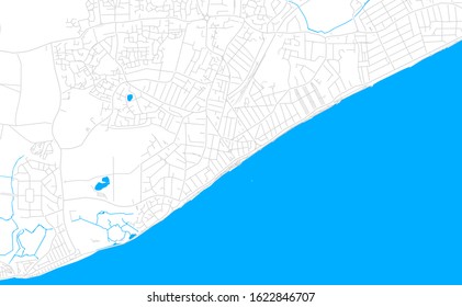 Bright vector map of Clacton-on-Sea, England with fine tuning between road and water. Use this map as a background for your company or as a high-quality interior design.