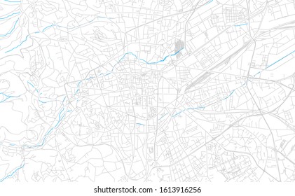 Bright vector map of Clermont-Ferrand, France with fine tuning between road and water. Use this map as a background for your company or as a high-quality interior design.