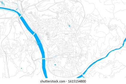 Bright vector map of Coimbra, Portugal with fine tuning between road and water. Use this map as a background for your company or as a high-quality interior design.