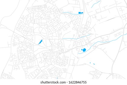 Bright vector map of Corby, England with fine tuning between road and water. Use this map as a background for your company or as a high-quality interior design.