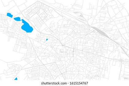 Bright vector map of Craiova, Romania with fine tuning between road and water. Use this map as a background for your company or as a high-quality interior design.