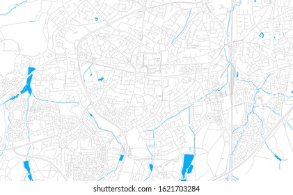 Bright vector map of Crawley, England with fine tuning between road and water. Use this map as a background for your company or as a high-quality interior design.