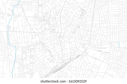 Bright vector map of Debrecen, Hungary with fine tuning between road and water. Use this map as a background for your company or as a high-quality interior design.