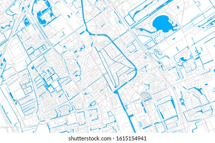Bright vector map of  Delft, Netherlands with fine tuning between road and water. Use this map as a background for your company or as a high-quality interior design.