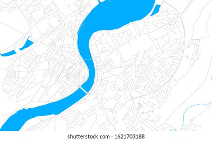 Bright vector map of Derry, Nordirland with fine tuning between road and water. Use this map as a background for your company or as a high-quality interior design.