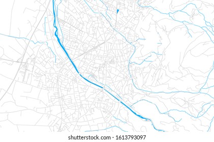 Bright vector map of Dornbirn, Austria with fine tuning between road and water. Use this map as a background for your company or as a high-quality interior design.