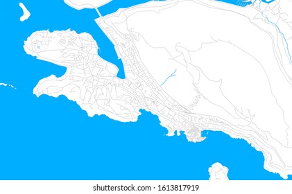 Bright vector map of Dubrovnik , Croatia with fine tuning between road and water. Use this map as a background for your company or as a high-quality interior design.