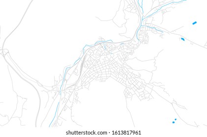 Bright vector map of Dupnitsa, Bulgaria with fine tuning between road and water. Use this map as a background for your company or as a high-quality interior design.