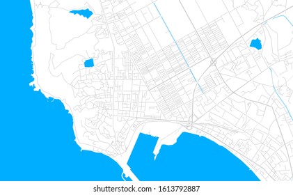 Bright vector map of Durres, Albania with fine tuning between road and water. Use this map as a background for your company or as a high-quality interior design.