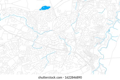 Bright vector map of East Kilbride, Schottland with fine tuning between road and water. Use this map as a background for your company or as a high-quality interior design.