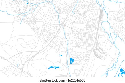 Bright vector map of Eastleigh, England with fine tuning between road and water. Use this map as a background for your company or as a high-quality interior design.