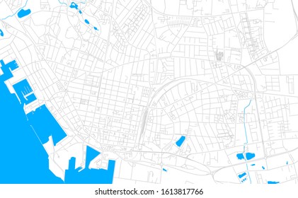 Bright vector map of Esbjerg, Denmark with fine tuning between road and water. Use this map as a background for your company or as a high-quality interior design.