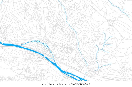 Bright vector map of Esslingen am Neckar, Germany with fine tuning between road and water. Use this map as a background for your company or as a high-quality interior design.