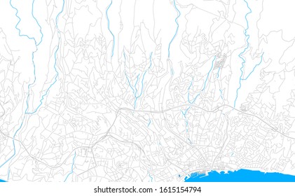 Bright vector map of Funchal, Portugal with fine tuning between road and water. Use this map as a background for your company or as a high-quality interior design.