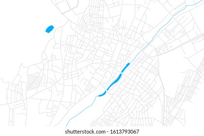 Bright vector map of Ganja, Azerbaijan with fine tuning between road and water. Use this map as a background for your company or as a high-quality interior design.