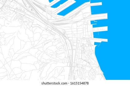 Bright vector map of Gdynia, Poland with fine tuning between road and water. Use this map as a background for your company or as a high-quality interior design.