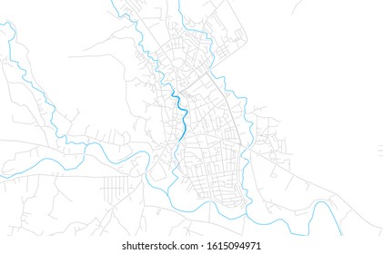 Bright vector map of Gjakove / Dakovica, Kosovo with fine tuning between road and water. Use this map as a background for your company or as a high-quality interior design.