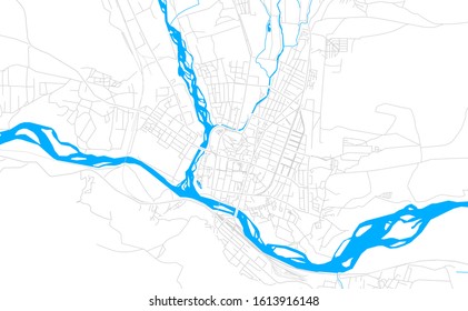 Bright vector map of Gori, Georgia with fine tuning between road and water. Use this map as a background for your company or as a high-quality interior design.