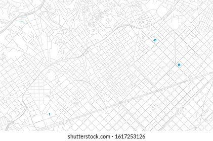 Bright vector map of Gracia, Spain with fine tuning between road and water. Use this map as a background for your company or as a high-quality interior design.