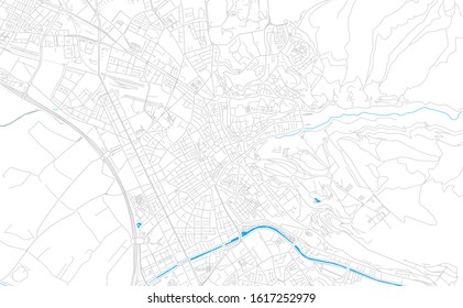 Bright vector map of Granada, Spain with fine tuning between road and water. Use this map as a background for your company or as a high-quality interior design.