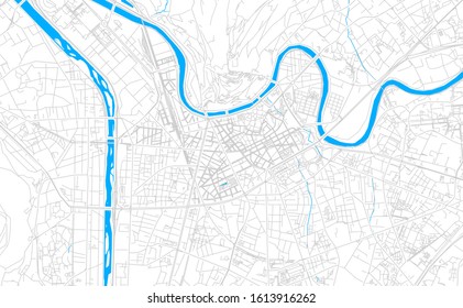 Bright vector map of Grenoble, France with fine tuning between road and water. Use this map as a background for your company or as a high-quality interior design.