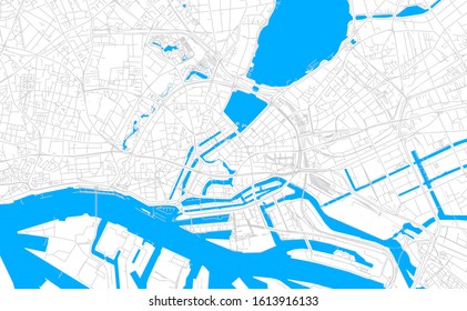 Bright vector map of Hamburg, Germany with fine tuning between road and water. Use this map as a background for your company or as a high-quality interior design.