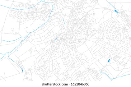 Bright vector map of Harrogate, England with fine tuning between road and water. Use this map as a background for your company or as a high-quality interior design.