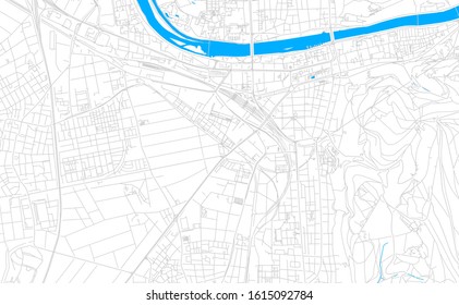 Bright vector map of Heidelberg, Germany with fine tuning between road and water. Use this map as a background for your company or as a high-quality interior design.