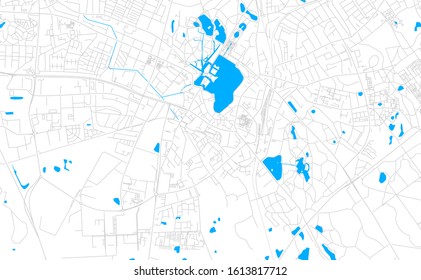 Bright vector map of Hillerod, Denmark with fine tuning between road and water. Use this map as a background for your company or as a high-quality interior design.