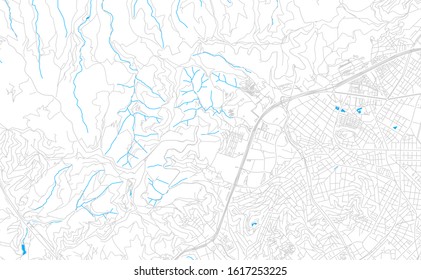 Bright vector map of Horta-Guinardo, Spain with fine tuning between road and water. Use this map as a background for your company or as a high-quality interior design.