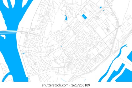 Bright vector map of Huelva, Spain with fine tuning between road and water. Use this map as a background for your company or as a high-quality interior design.