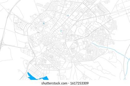 Bright vector map of Jerez de la Frontera, Spain with fine tuning between road and water. Use this map as a background for your company or as a high-quality interior design.