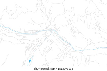 Bright vector map of Kapan, Armenia with fine tuning between road and water. Use this map as a background for your company or as a high-quality interior design.