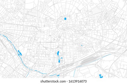 Bright vector map of Karlsruhe, Germany with fine tuning between road and water. Use this map as a background for your company or as a high-quality interior design.