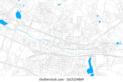 Bright vector map of Katowice, Poland with fine tuning between road and water. Use this map as a background for your company or as a high-quality interior design.