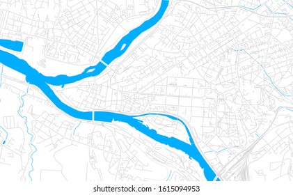 Bright vector map of Kaunas, Lithuania with fine tuning between road and water. Use this map as a background for your company or as a high-quality interior design.