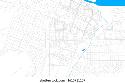 Bright vector map of Kemerovo, Russia with fine tuning between road and water. Use this map as a background for your company or as a high-quality interior design.