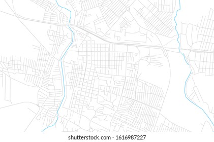 Bright vector map of Khasavyurt, Russia with fine tuning between road and water. Use this map as a background for your company or as a high-quality interior design.