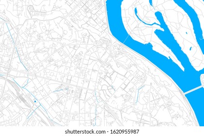 Bright vector map of Kiev, Ukraine with fine tuning between road and water. Use this map as a background for your company or as a high-quality interior design.