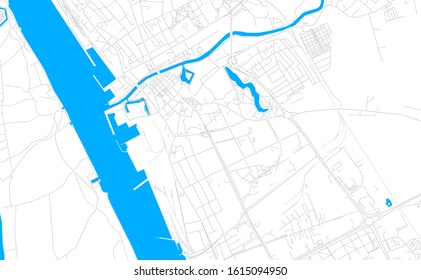 Bright vector map of Klaipeda, Lithuania with fine tuning between road and water. Use this map as a background for your company or as a high-quality interior design.