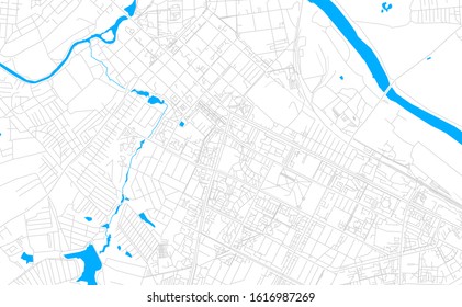 Bright vector map of Kolomna, Russia with fine tuning between road and water. Use this map as a background for your company or as a high-quality interior design.